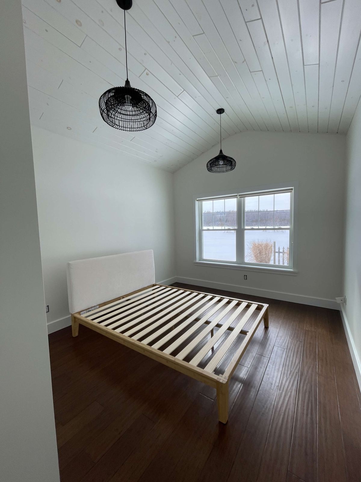 Interior painting — lakefront bedroom with river view, Thousand Islands NY