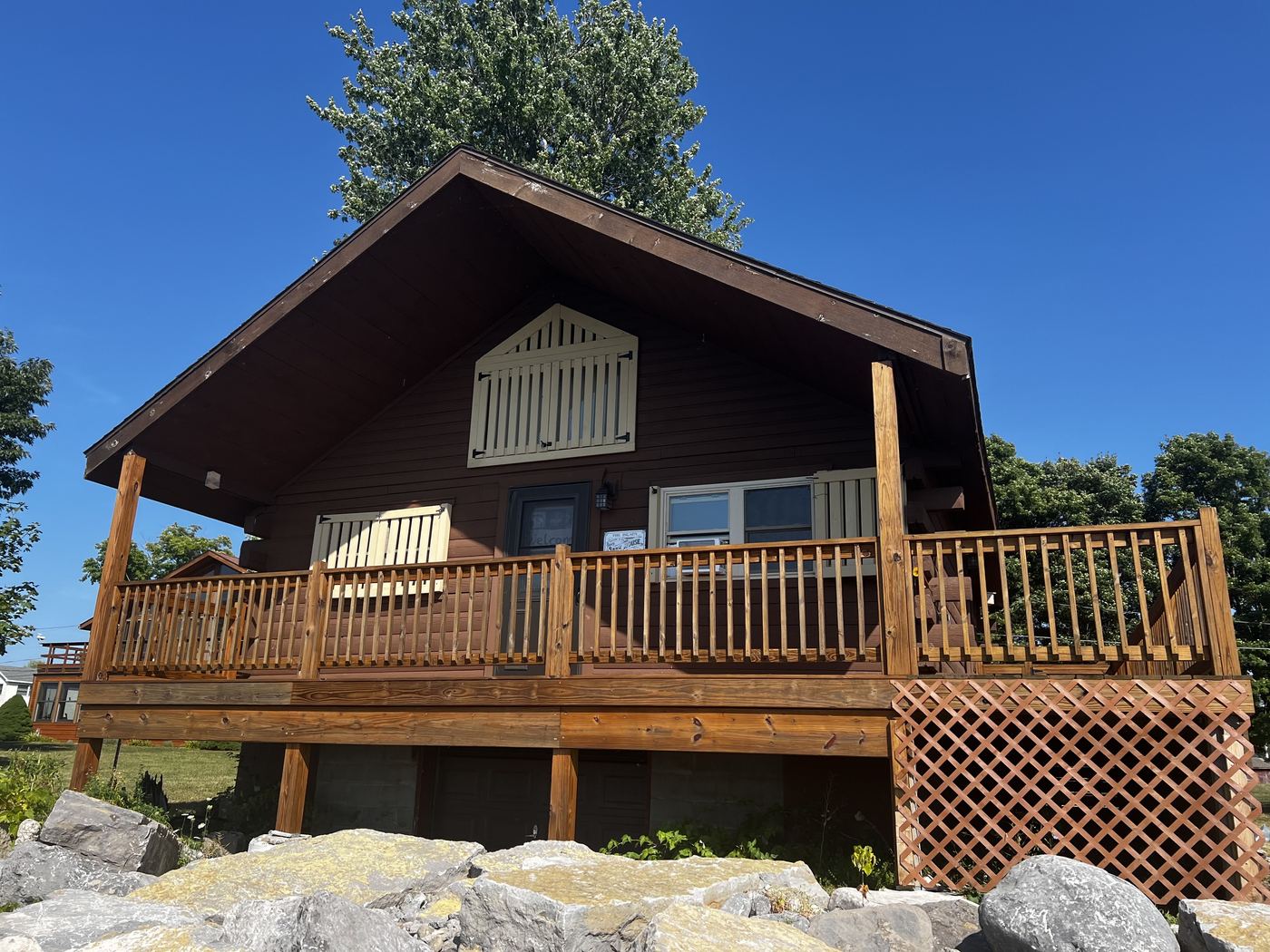 Exterior deck stain — lakefront property, Thousand Islands NY